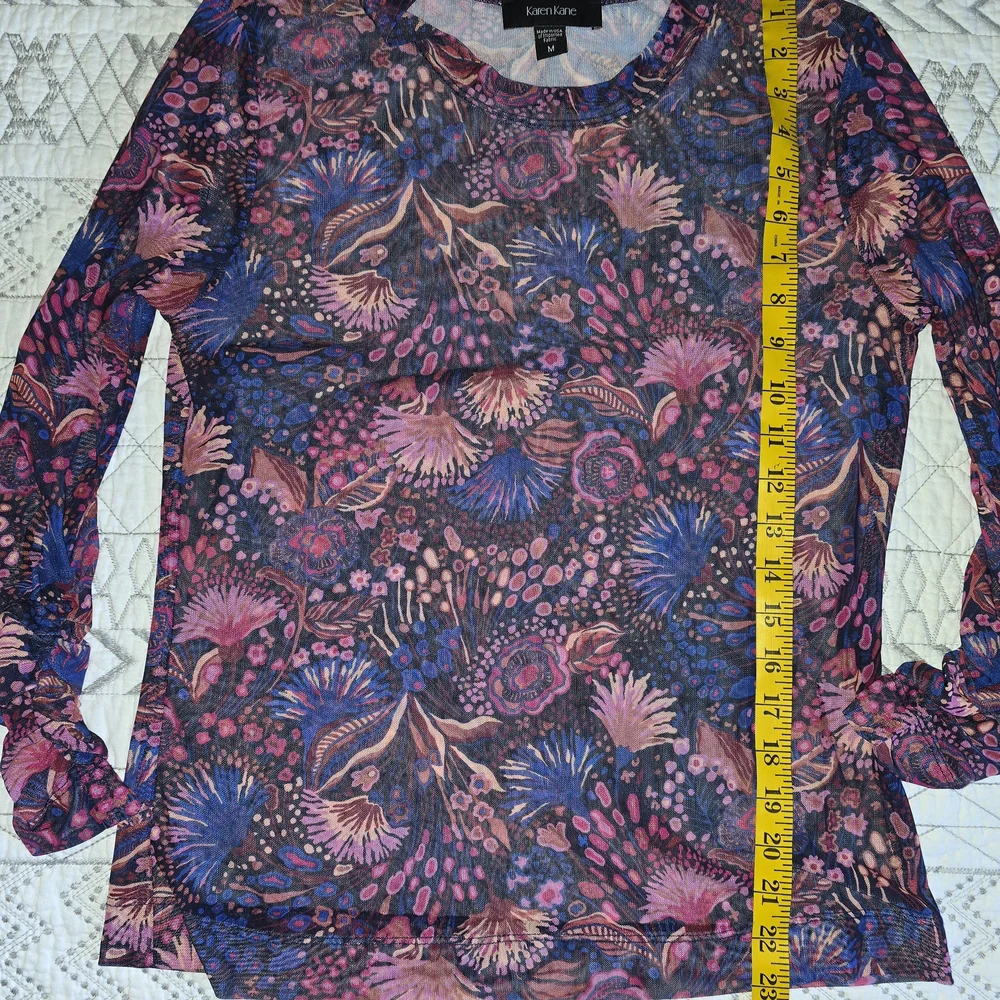 Karen Kane Floral Long Sleeve Women's Top Sheer Sz M - Picture 3 of 5